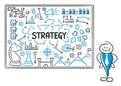 Whiteboard mit dem Wort 'Strategie'